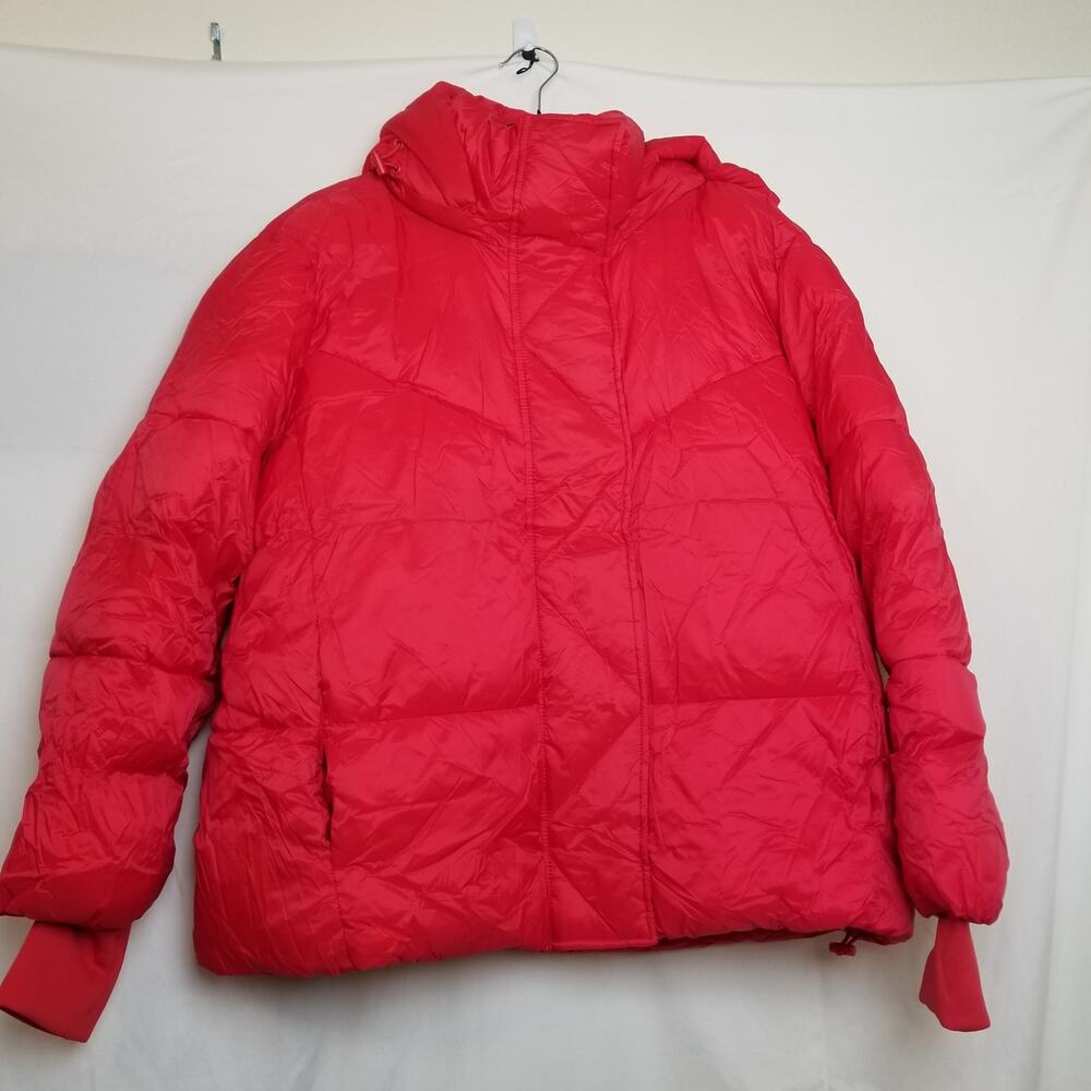 BCBGeneration Premium Performance Womens Red Hooded Puffer Coat Jacket Zip X LG